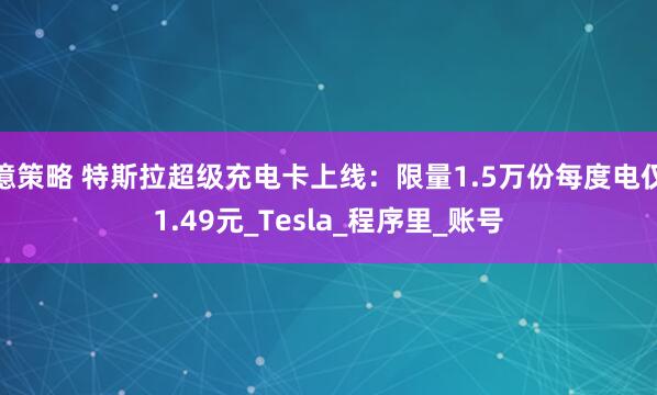億策略 特斯拉超级充电卡上线：限量1.5万份每度电仅1.49元_Tesla_程序里_账号